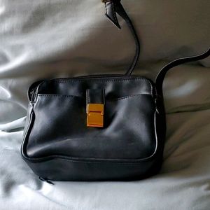 Small black leather shoulder bag
